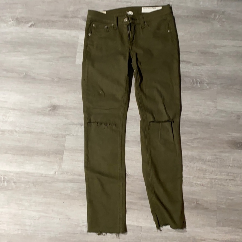Rag and bone skinny hunter green jeans